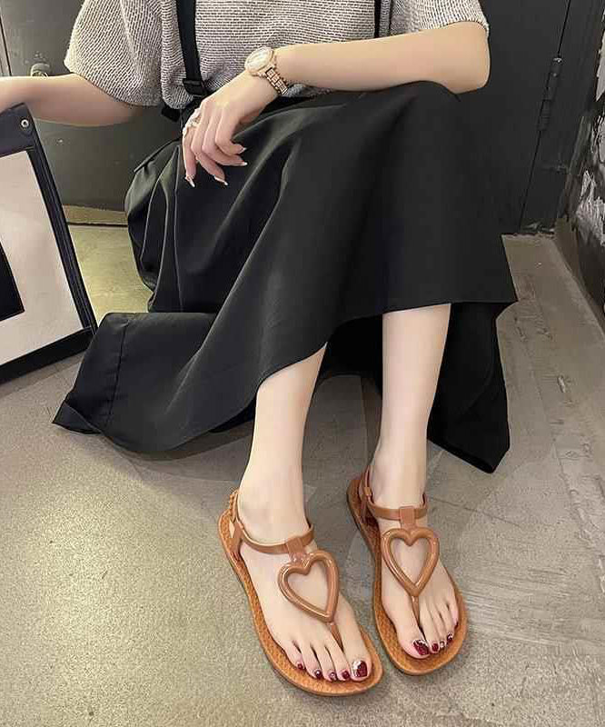 Summer Khaki Heart Shaped Flip Flops Sandals Ag1023