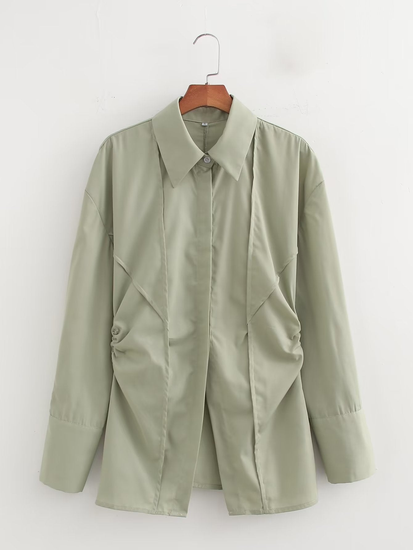 Niche Design Pinch Pleated Cardigan Blouse
