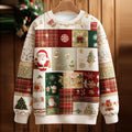 Comstylish Women's Christmas Patchwork Print Casual Hoodie