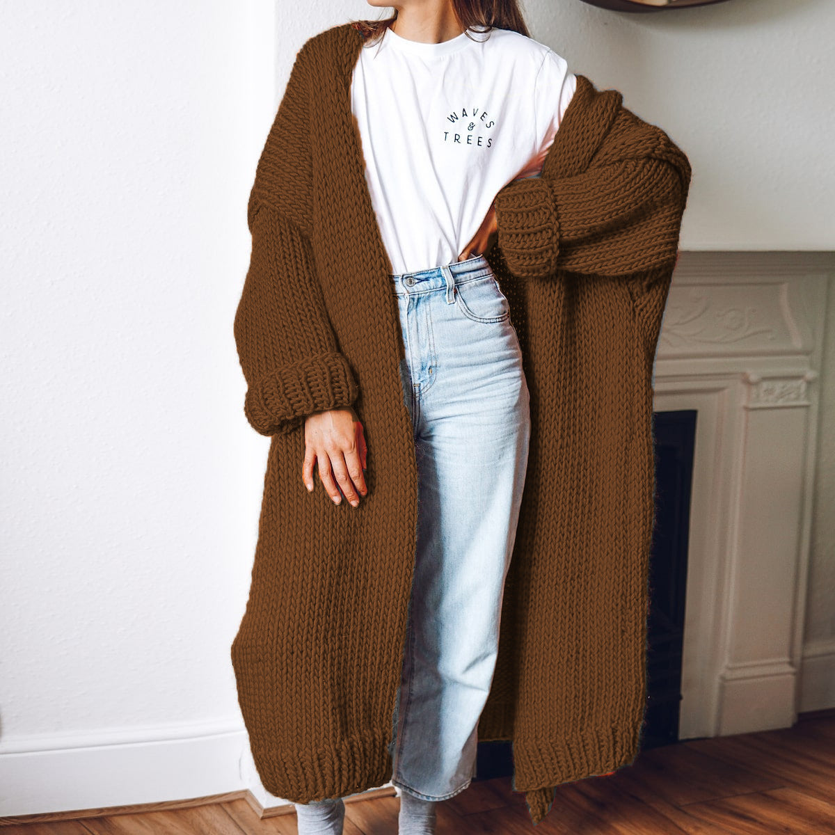 Casual Loose Long Thick Placket Sweater Cardigan elevenforest
