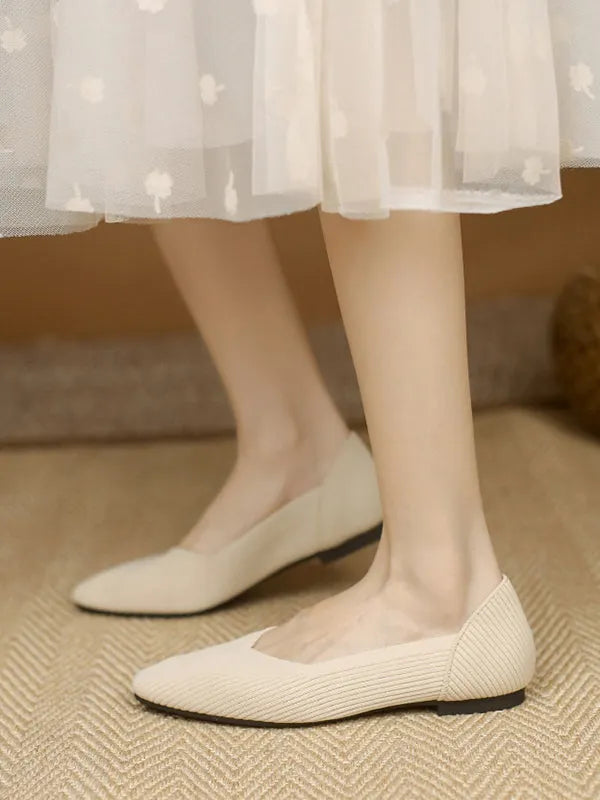 Color Square-toe Flats Shoes