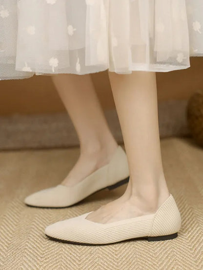 Color Square-toe Flats Shoes