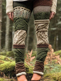 Nature Tree Inspired Celtic Patchwork Cozy Knit Leggings elevenforest