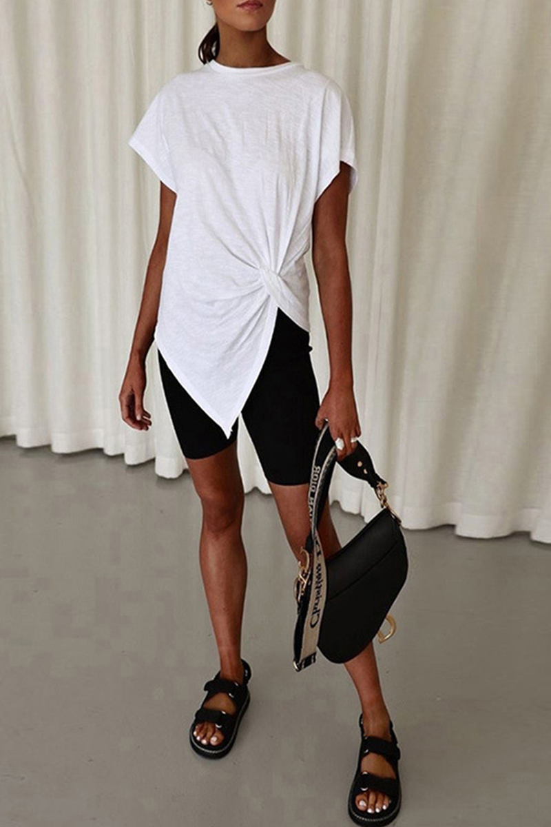 Patchwork O Neck T-shirts(3 Colors)