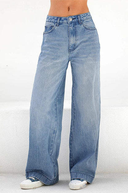 Street Patchwork Straight Denim Jeans