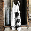 Comstylish Cozy Sheepdog Art Graphic Print Loose Jumpsuit