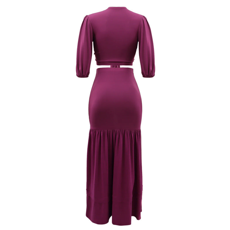 Spring Summer Slim Fit Short Top High Waist Skirt Office Two Piece Set