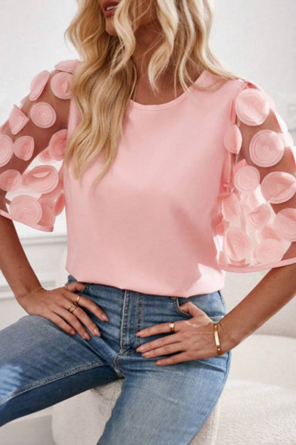 Sweet Appliques O Neck T-shirts