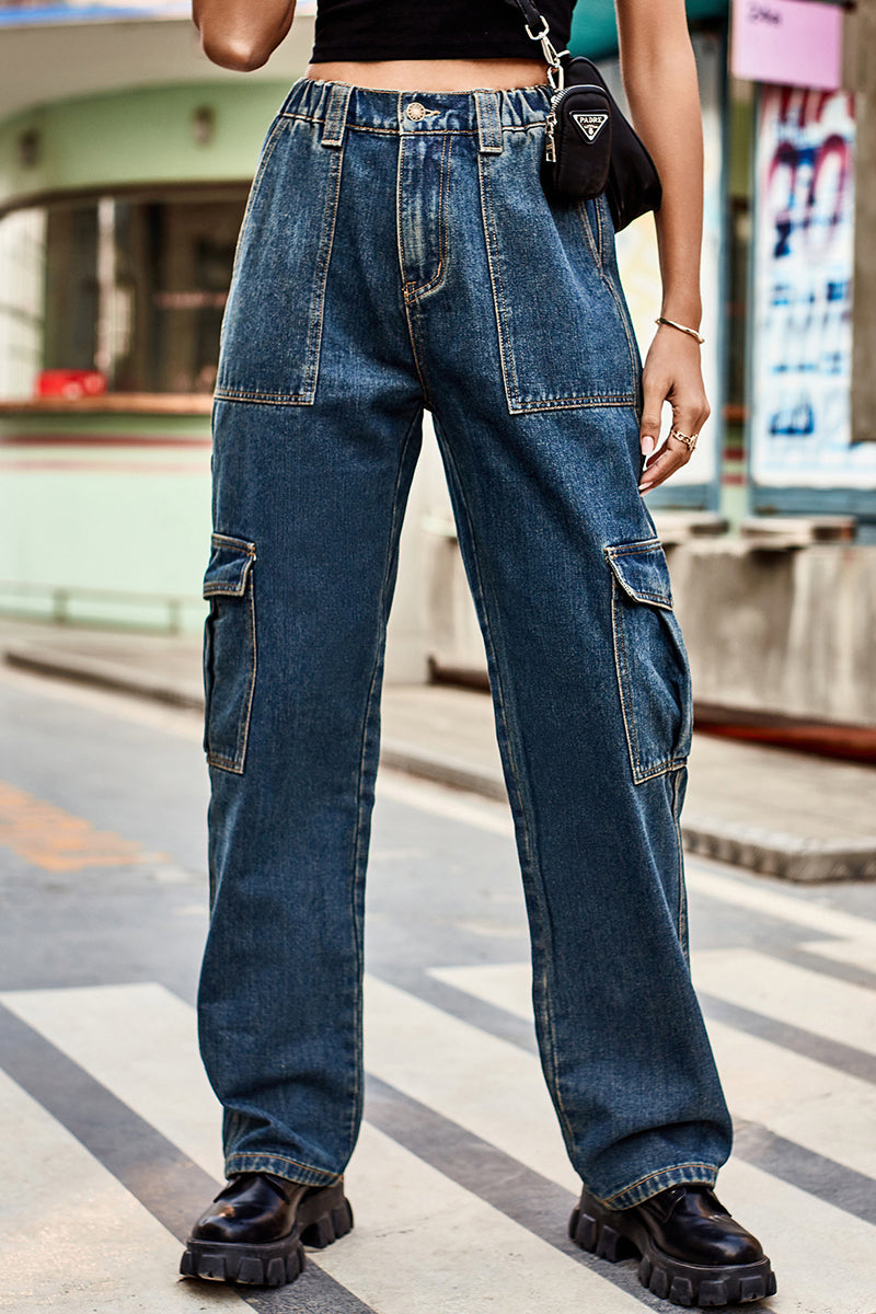 Street Pocket Loose Denim Jeans