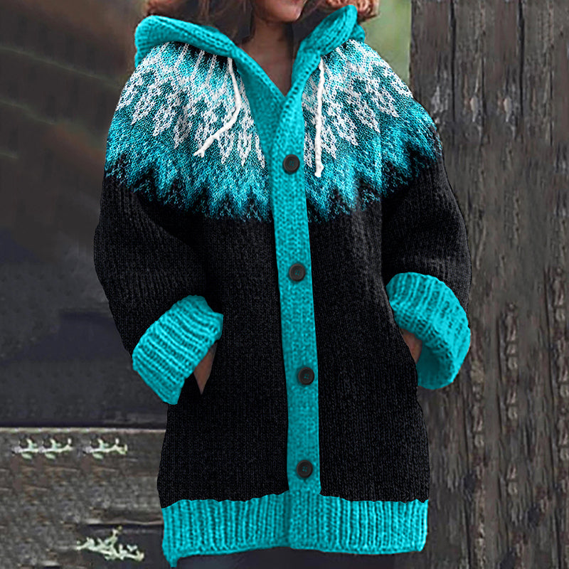 Vintage Tribal Icelandic Pattern Cozy Cardigan Sweater elevenforest