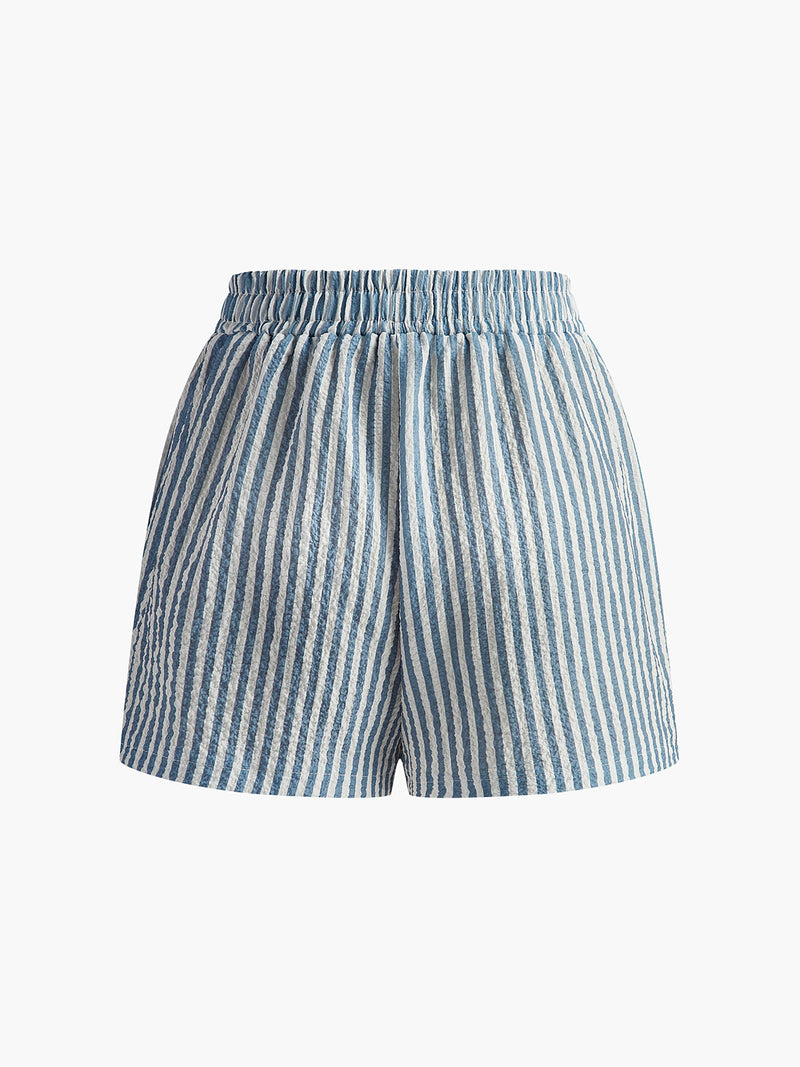 Pinstripe Button Shorts