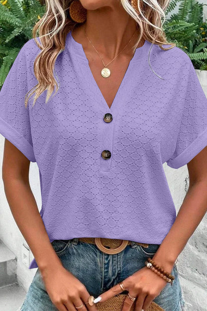 Buttons V Neck T-shirts(10 Colors)
