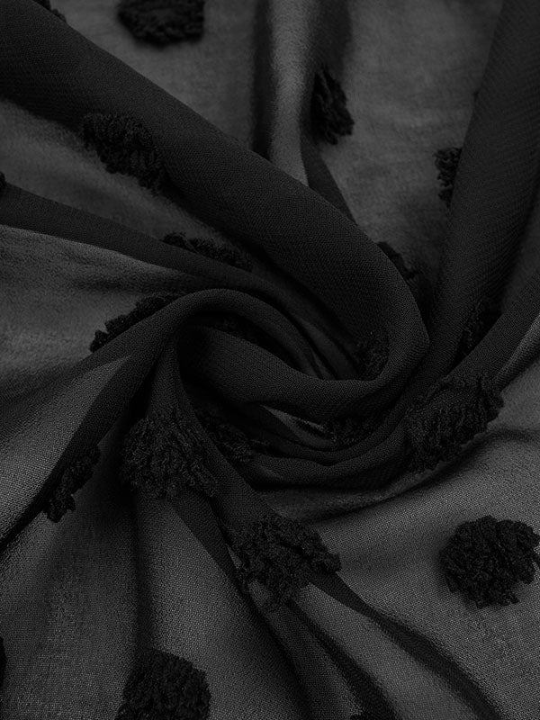 Loose Short Sleeves Jacquard See-through Split-joint Blouses