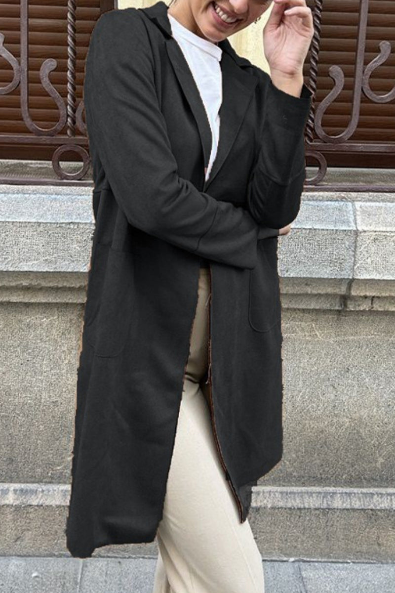 Street Simplicity Pocket Turn-back Collar Outerwear
