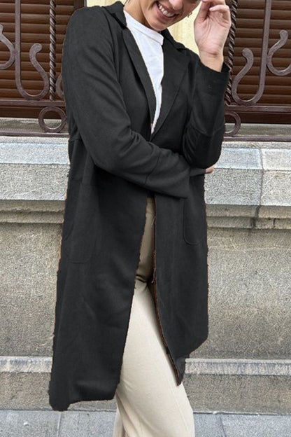 Street Simplicity Pocket Turn-back Collar Outerwear