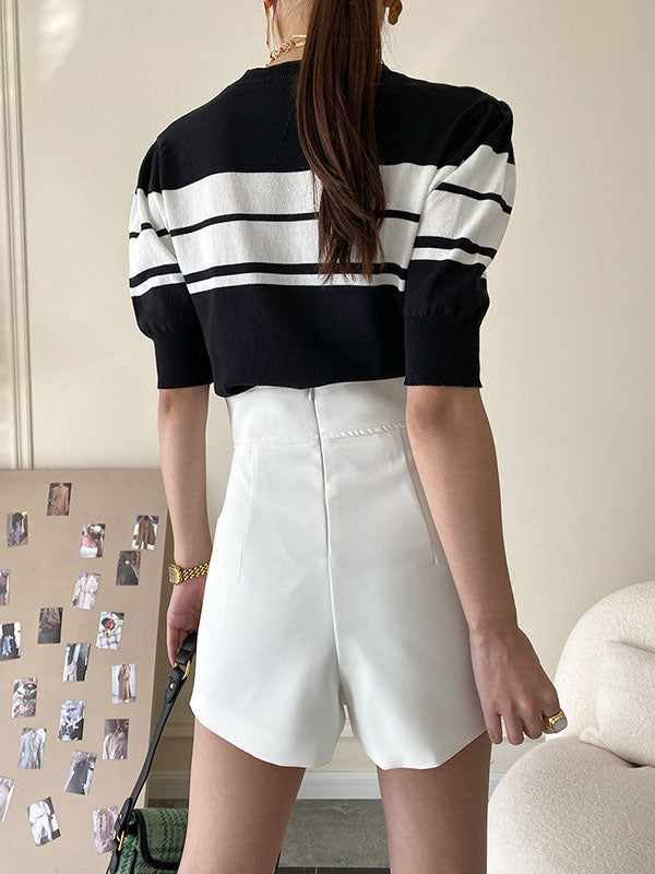 High Waisted Irregular Clipping Color Culotte Shorts Bottoms