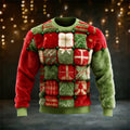 Comstylish Christmas Gift Patchwork Design Men's Flannel Sweatshirt