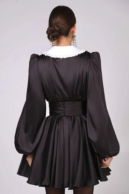Milena V-neck Lantern Sleeve Mini Dress