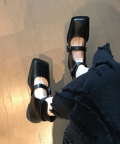French Black Hollow Out Belt Buckle Sandals Boots Oi041