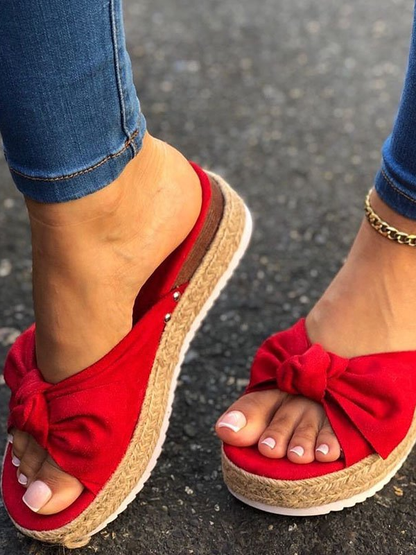 Summer Bowknot Comfy Slip on Sandals Ve14
