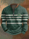 Men's St. Patrick's Day Striped Shamrock Printed Sweatshirt elevenforest