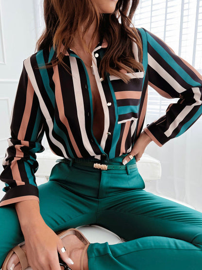 Baroque Cardigan Spring Autumn Long Sleeve Blouse – Digital Print Shirt