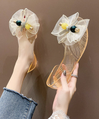 Tulle Bow Transparent Crystal Walking Sandals Aa003