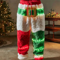Comstylish Men's Fun Christmas Lights Color Block Comfortable Plush Sweatpants