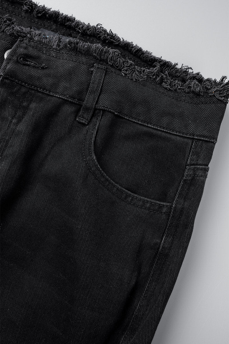 Ripped Patchwork Mid Waist Regular Denim Jeans (subject to the Actual Object)(5 Colors)