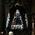 Comstylish Gothic Dark Christmas Black Metal Santa Cozy Plush Hoodie