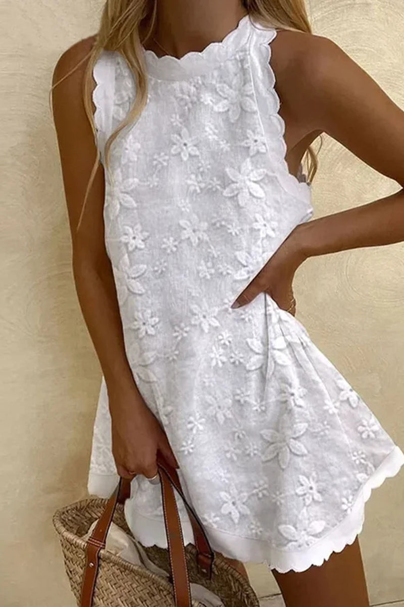 Sweet Vacation Embroidered Vest Dress Dresses