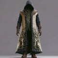 Men's Viking Contrast Color Tree Of Life Embroidered Knit Hooded Coat artswardrobe
