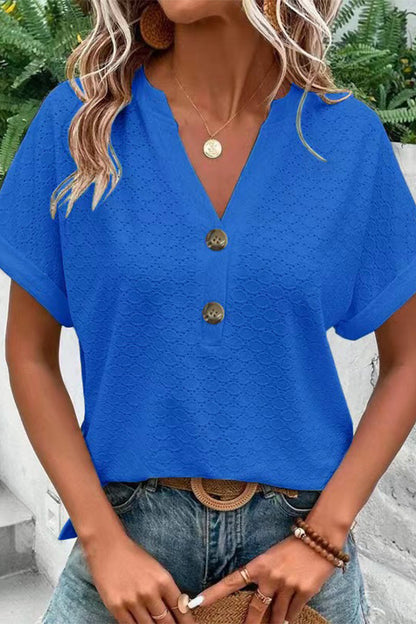 Buttons V Neck T-shirts(10 Colors)