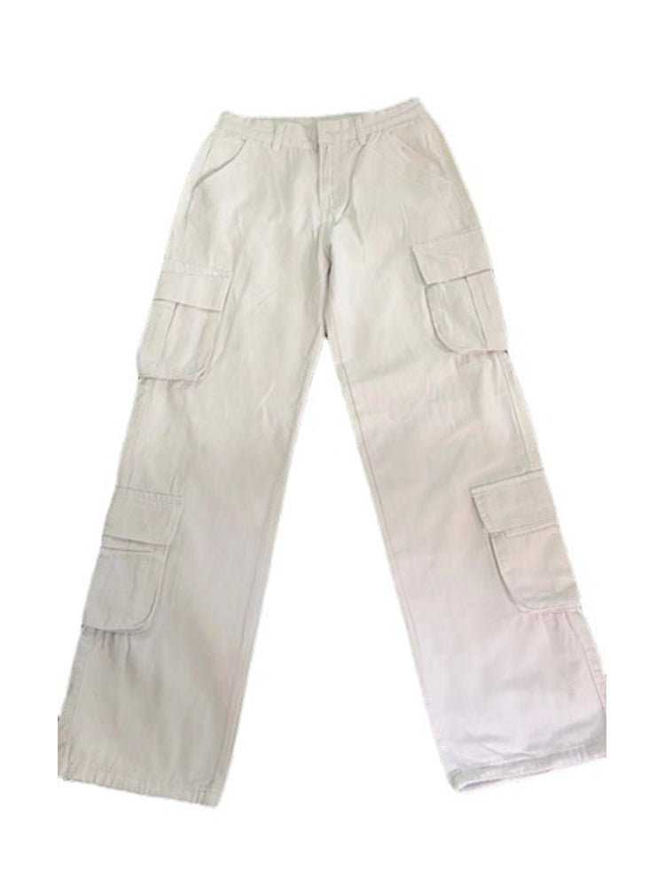Cargo Pants Baggy Jeans 90s Pockets Wide Leg High Waist Straight Y2k Denim Trousers Overalls