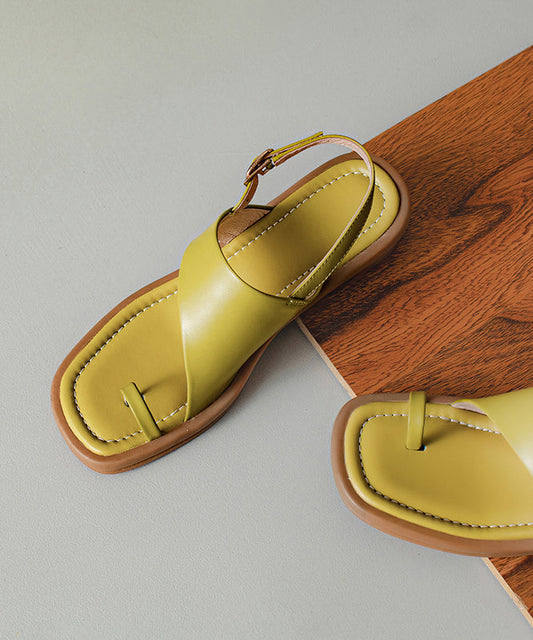 Boutique Splicing Sandals Green Genuine Leather Peep Toe Oi037