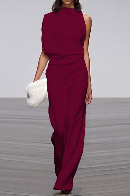 Patchwork Half a Turtleneck Boot Cut Jumpsuits(12 Colors)