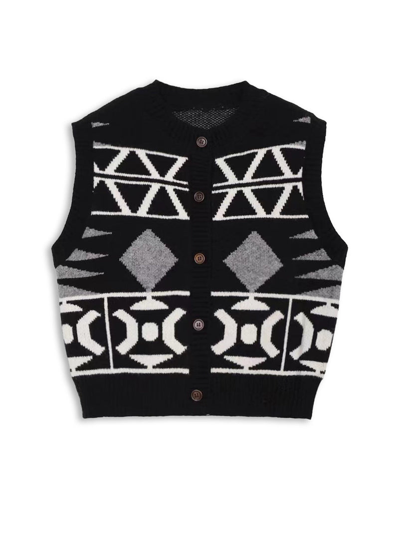 Button Down Sweater Short Vest