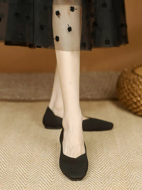 Color Square-toe Flats Shoes