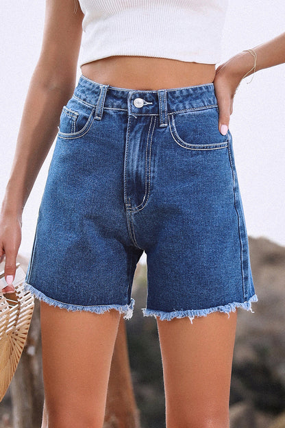 Frenchy Raw Hem Denim Shorts(8 Colors)