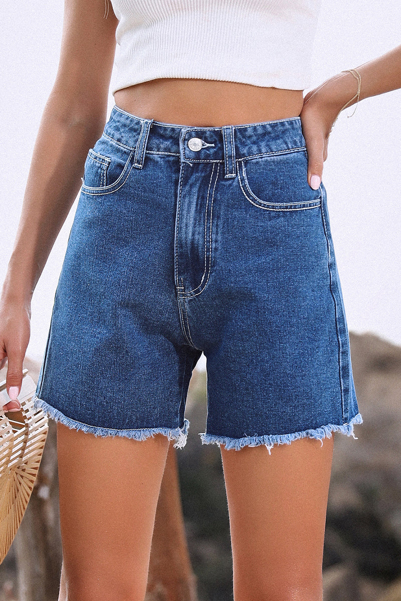 Frenchy Raw Hem Denim Shorts(8 Colors)