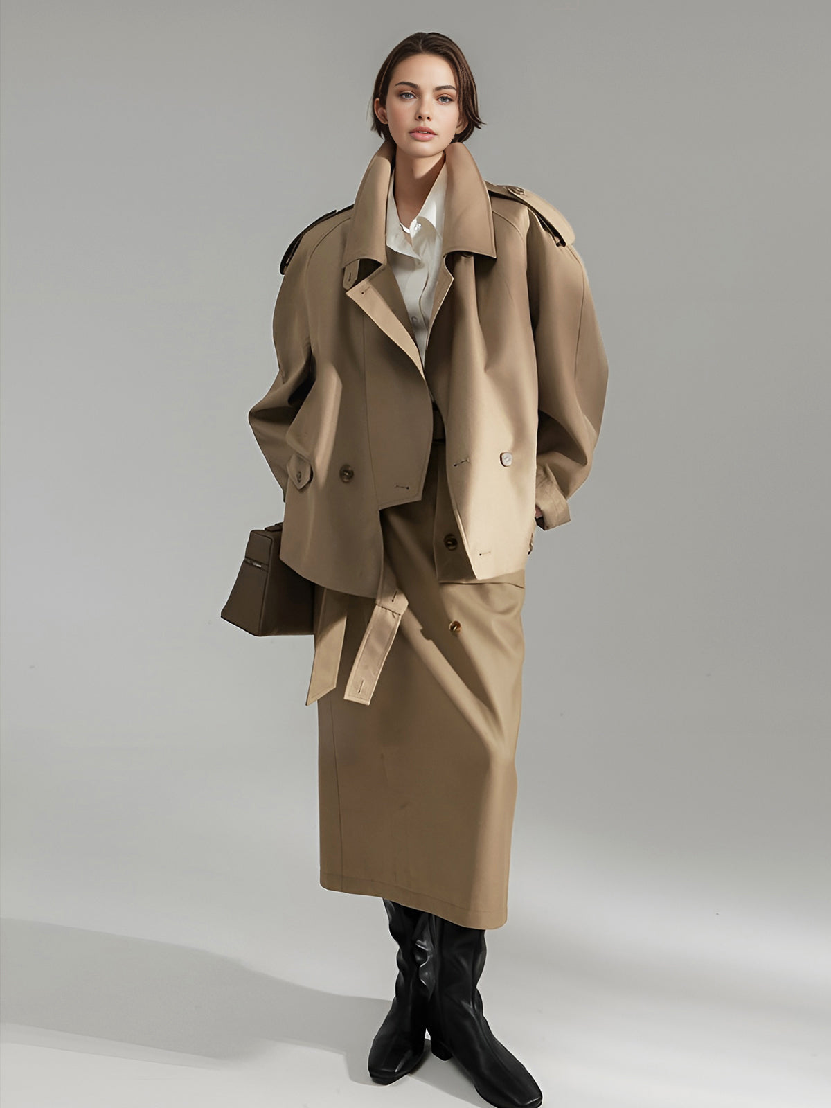 Asymmetrical Lapel Trench Coat