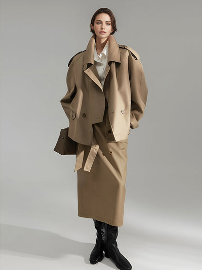 Asymmetrical Lapel Trench Coat