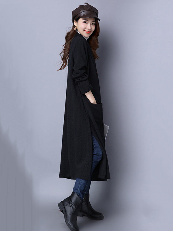 Red&black Knitting Loose Cardigan Outerwear