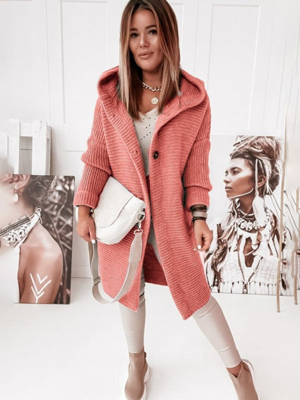 ’s Loose Hooded Sweater Cardigan Sweater