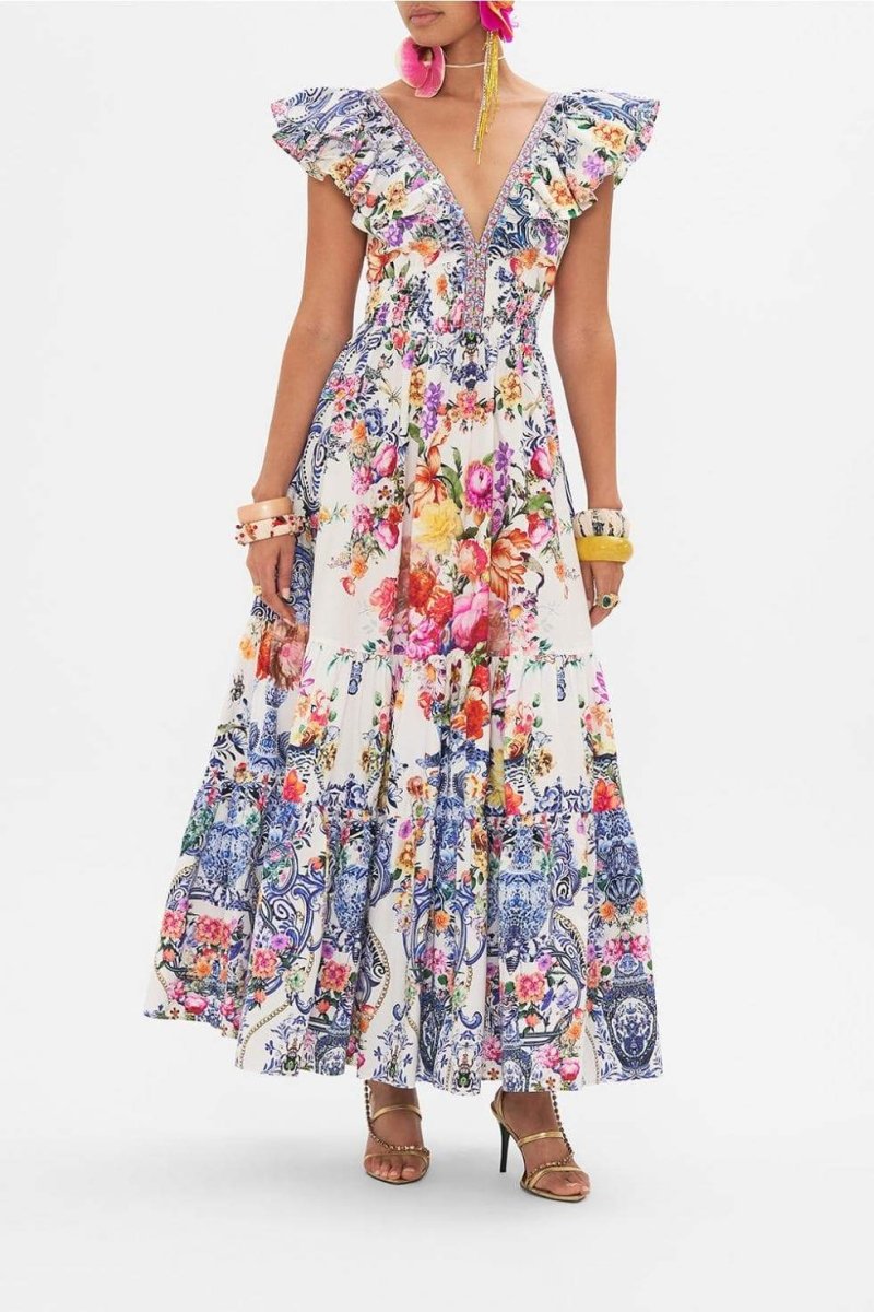 June Printed Ruffle Maxi Dress
