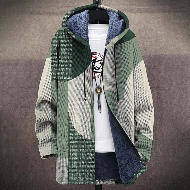 Men's Retro Geometric Plush Cozy Cardigan Sweater Jacket artswardrobe
