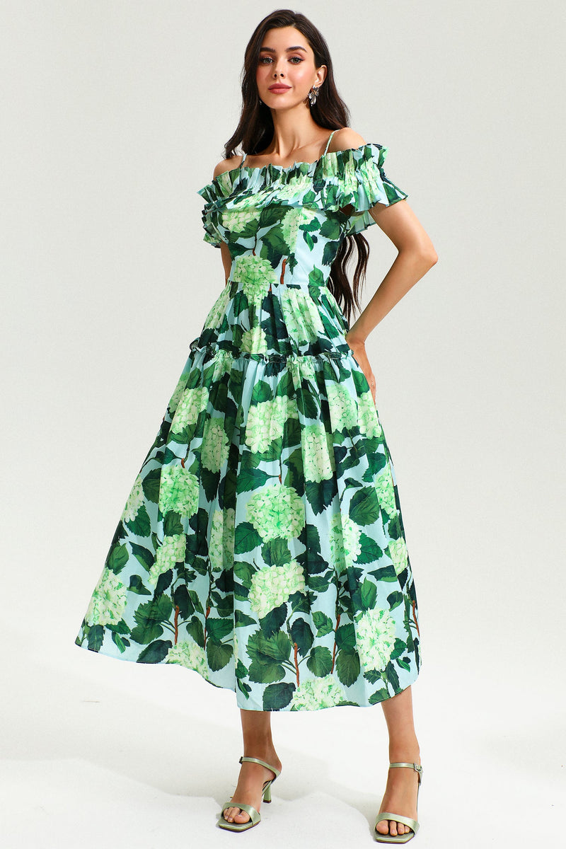 Printed Off-shoulder Maxi Dress