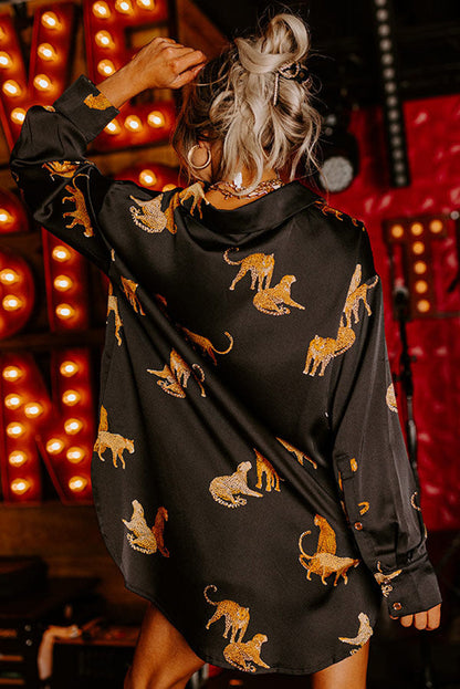 Autumn Color Satin Long Sleeve Cardigan – ’s Thin Personalized Animal Print Shirt