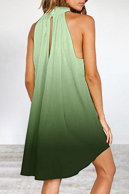 Street Gradual Change Contrast Halter Vest Dress Dresses