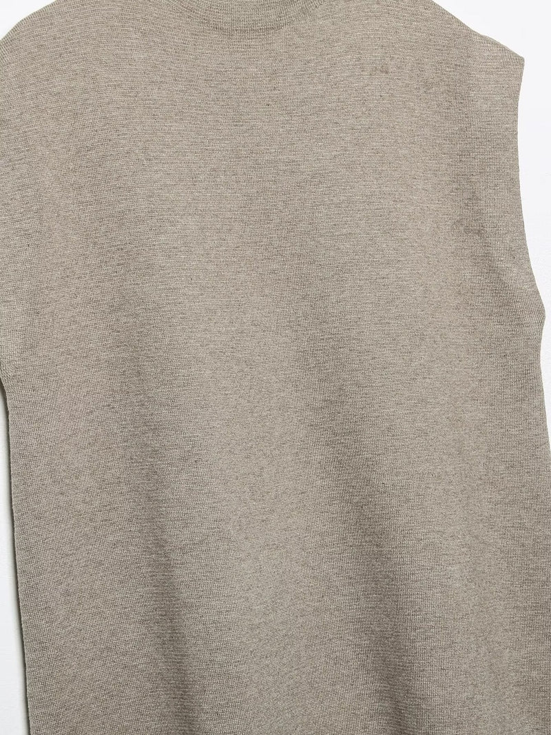 French Suit Sleeveless Round Neck Pullover Side Slit Sweater High Waist Pants